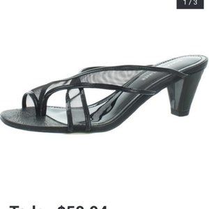 Donald J Pliner Black Vilo Mesh and Patent Leather Heeled Sandal size 8